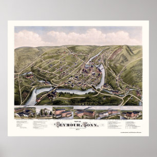 Seymour, panoramische Karte CT - 1879 Poster