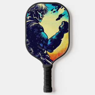 SF Anime Held - Holzschnitt (2) Pickleball Schläger