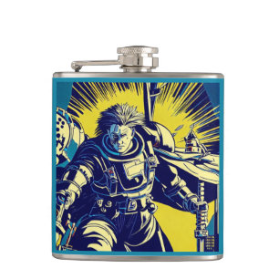 SF - Anime Hero Woodcut 1 Flachmann