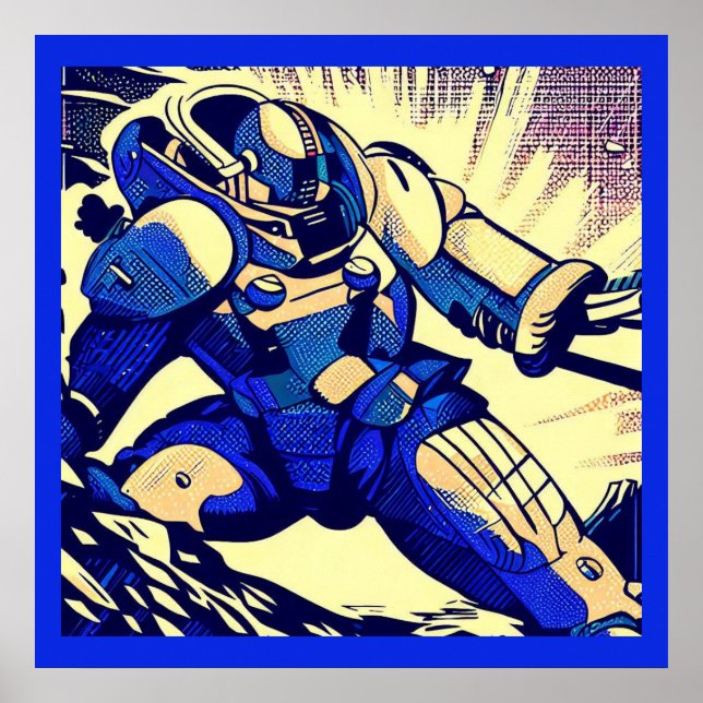 SF - Anime Hero Woodcut 4 Poster (Vorne)