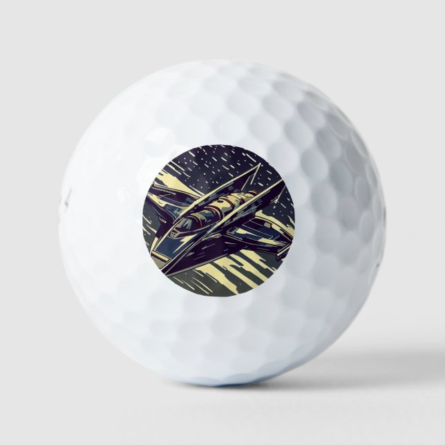 SF Anime Starfighter - Holzschnitt (4) Golfball (Vorderseite)