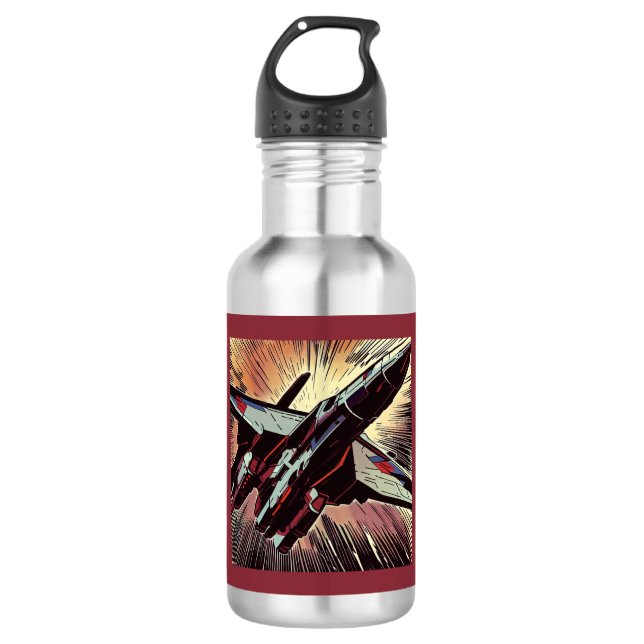 SF - Anime Starfighter Woodcut 2 Edelstahlflasche (Vorderseite)