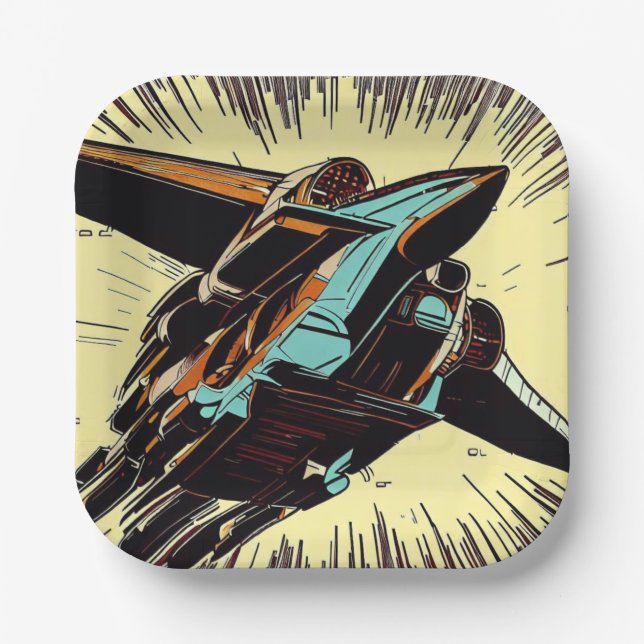 SF - Anime Starfighter Woodcut 3 Pappteller (Vorderseite)