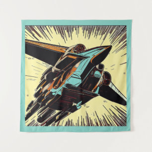 SF - Anime Starfighter Woodcut 3 Wandteppich