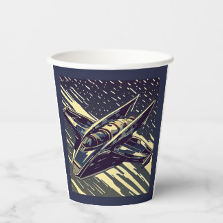 SF - Anime Starfighter Woodcut 4 Pappbecher