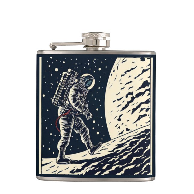 SF - Astronaut auf dem Waldrand 1 Flachmann (Vorderseite)