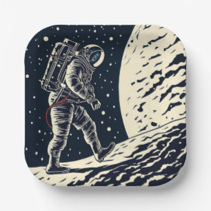 SF - Astronaut auf dem Waldrand 1 Pappteller