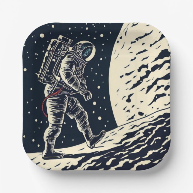 SF - Astronaut auf dem Waldrand 1 Pappteller (Vorderseite)
