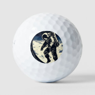 SF-Astronauten auf dem Spacewalk - Holzschnitt (3) Golfball