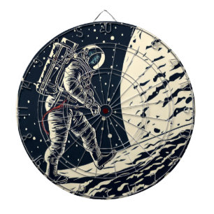 SF-Astronauten auf Spacewalk - Holzschnitt (1) Dartscheibe
