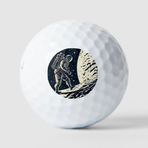 SF-Astronauten auf Spacewalk - Holzschnitt (1) Golfball