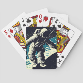 SF-Astronauten auf Spacewalk - Holzschnitt (2) Spielkarten