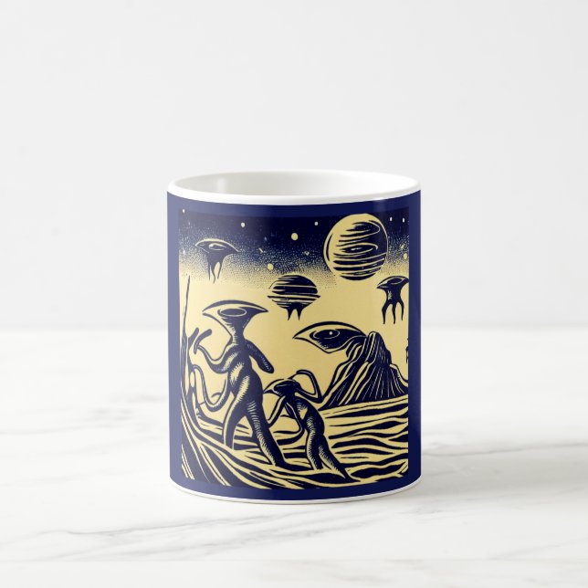 SF - Außerirdischen auf einem seltsamen Planetenho Kaffeetasse (Mittel)