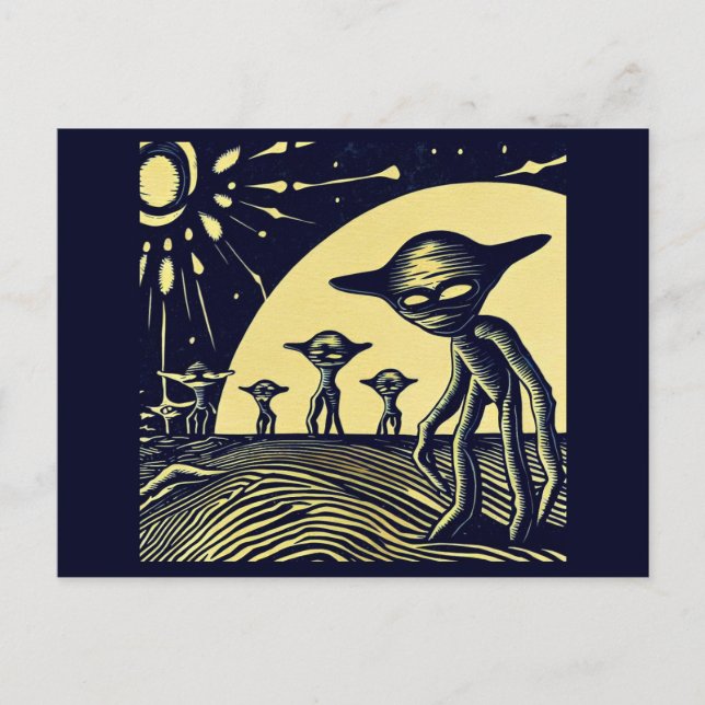 SF - Außerirdischen auf einem seltsamen Planetenho Postkarte (Vorderseite)