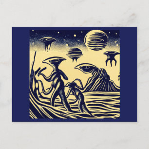 SF - Außerirdischen auf einem seltsamen Planetenho Postkarte