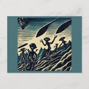 SF - Außerirdischen auf einem seltsamen Planetenho Postkarte