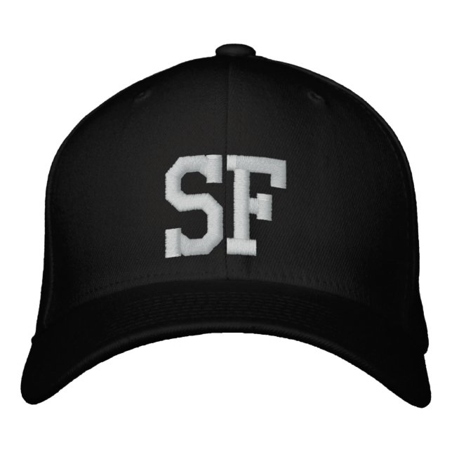 SF Custom Cap - Schwarz und Weiß Bestickte Baseballkappe (Vorderseite)
