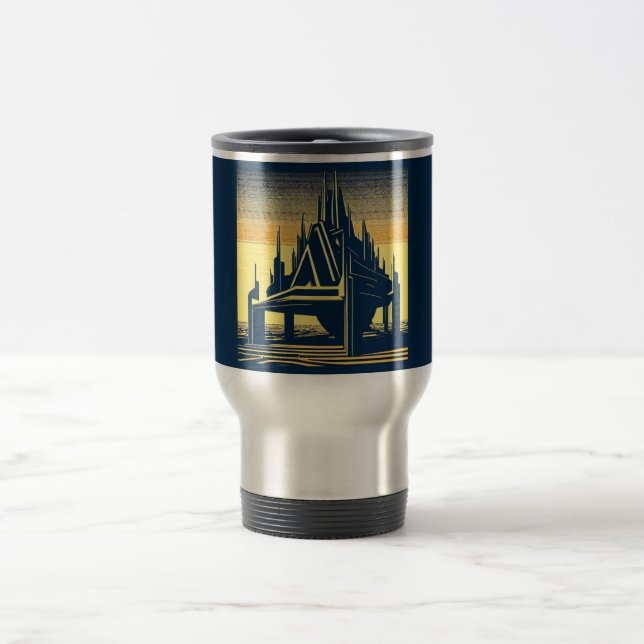 SF Futuristische Kirche 2 Reisebecher (Mittel)