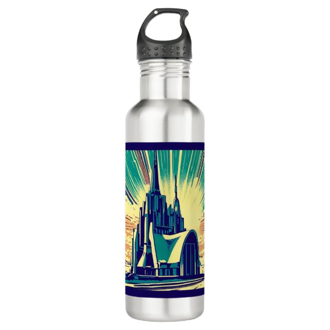 SF Futuristische Kirche 3 Edelstahlflasche (Vorderseite)