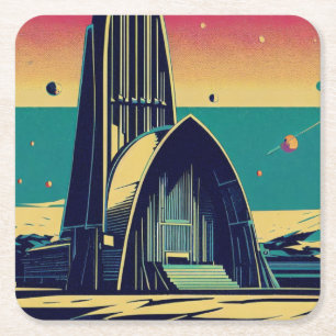 SF Futuristische Kirche 3 Rechteckiger Pappuntersetzer