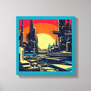 SF Futuristische Stadt Holzstich 1 Leinwanddruck