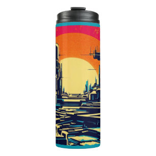 SF Futuristischer Stadtwaldschnitt 1 Thermosbecher
