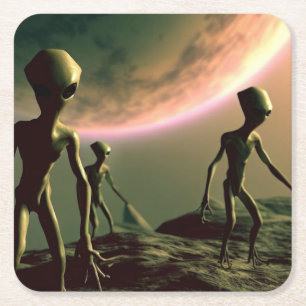 SF Grau Außerirdischen 2 Rechteckiger Pappuntersetzer