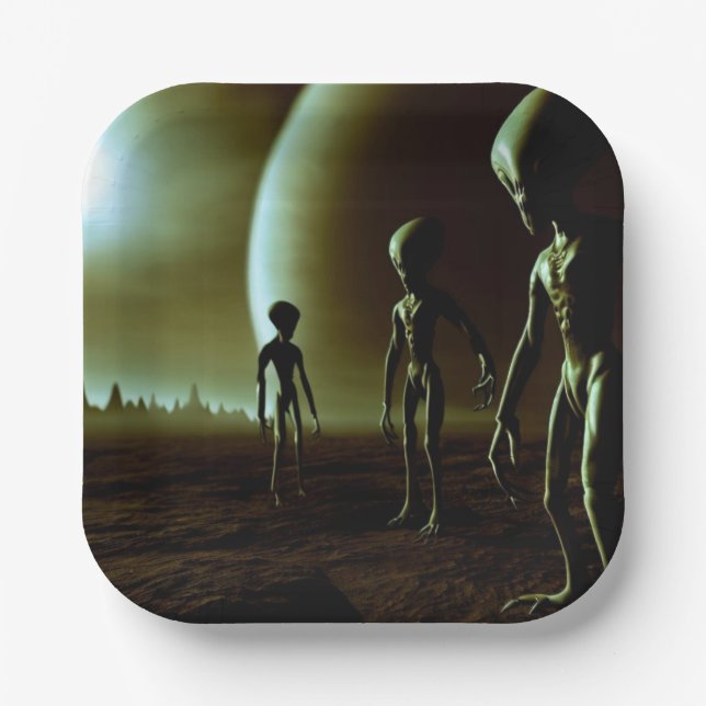 SF Graue Außerirdischen 1 Pappteller (Vorderseite)