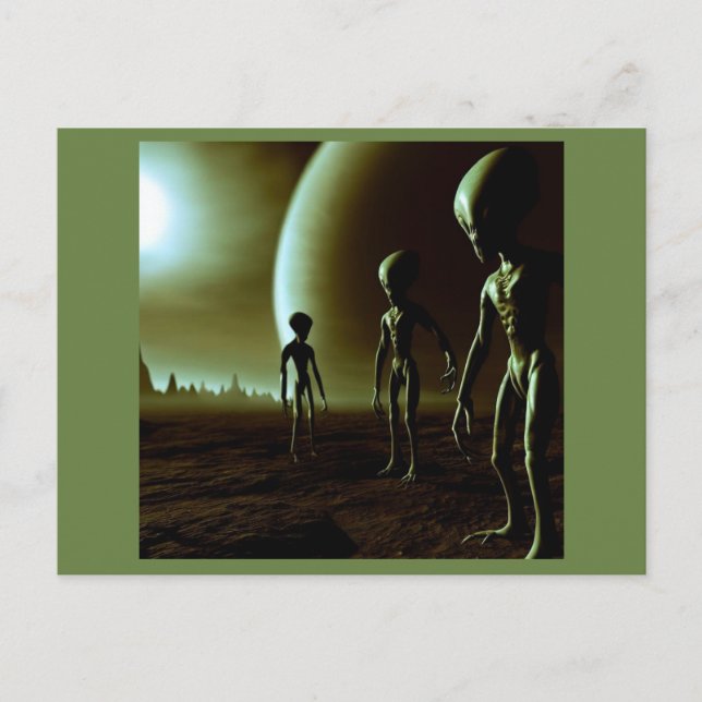 SF Graue Außerirdischen 1 Postkarte (Vorderseite)