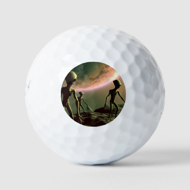 SF Graue Außerirdischen auf Alien Planet (2) Golfball (Vorderseite)