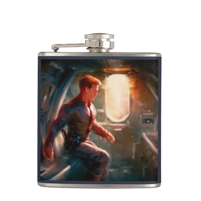 SF Hero Abard Spaceship 1 Flachmann (Vorderseite)