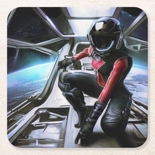 SF Hero Abard Spaceship 2 Rechteckiger Pappuntersetzer (Vorderseite)