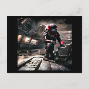 SF Hero Abard Spaceship 3 Postkarte