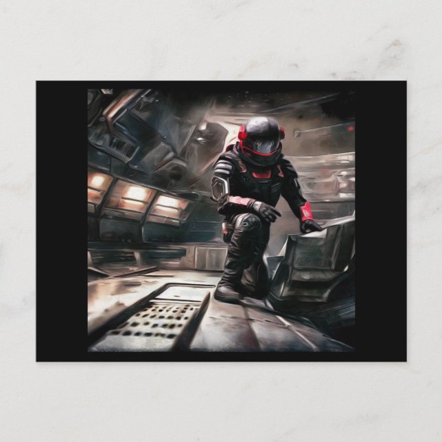 SF Hero Abard Spaceship 3 Postkarte (Vorderseite)
