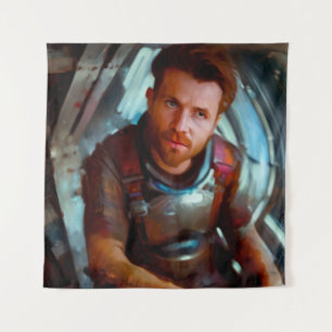 SF Hero Abard Spaceship 4 Wandteppich