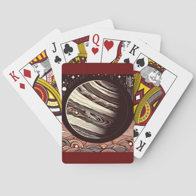 SF Jupiter Woodcut 2 Spielkarten (Rückseite)