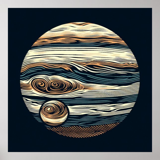 SF Jupiter Woodcut 4 Poster (Vorne)