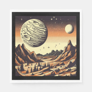SF Mars Landschaft Holzschnitt 1 Serviette