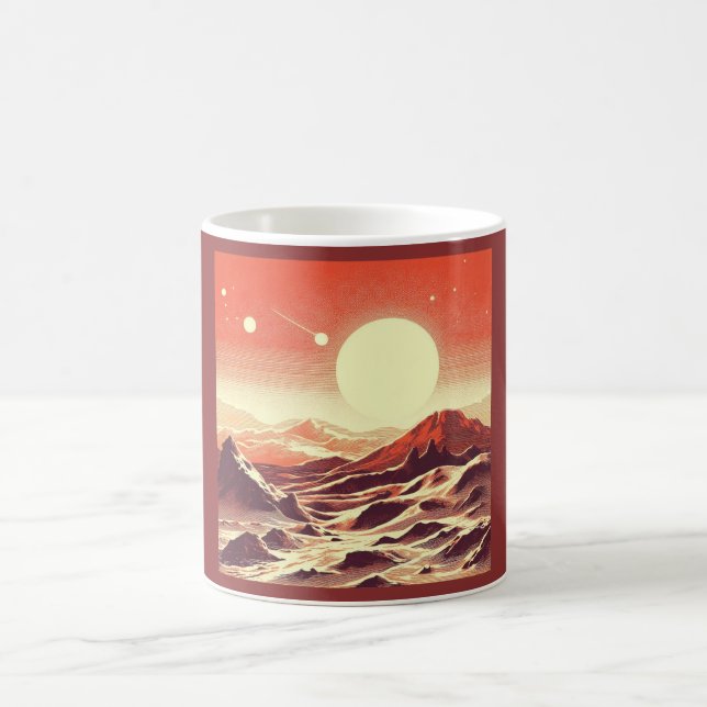 SF Mars Landschaft Holzschnitt 2 Kaffeetasse (Mittel)