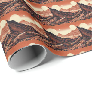 SF Mars Landschaft Holzschnitt 4 Geschenkpapier