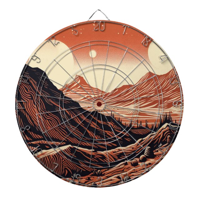 SF Marslandschaft Woodcut (4) Dartscheibe (vorne)