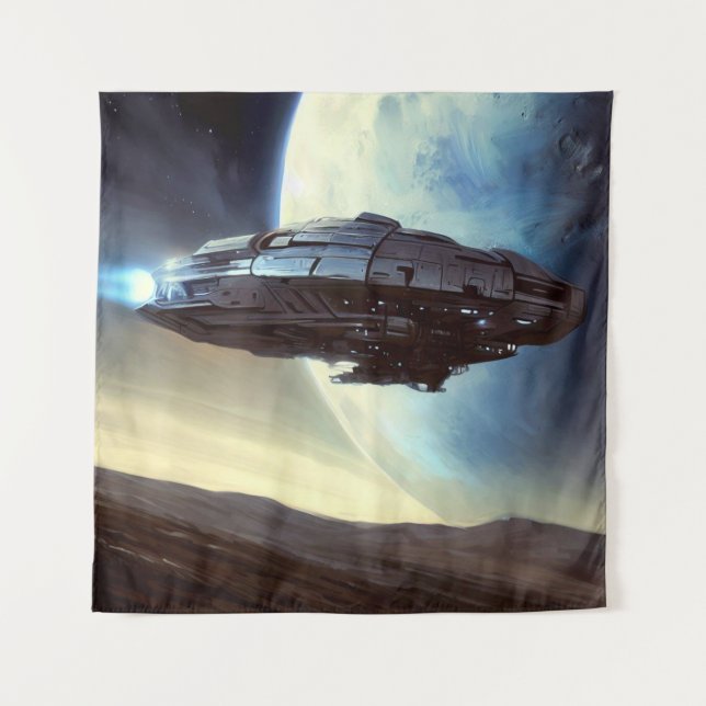 SF Orbit Spaceship 2 Wandteppich (Vorderseite)
