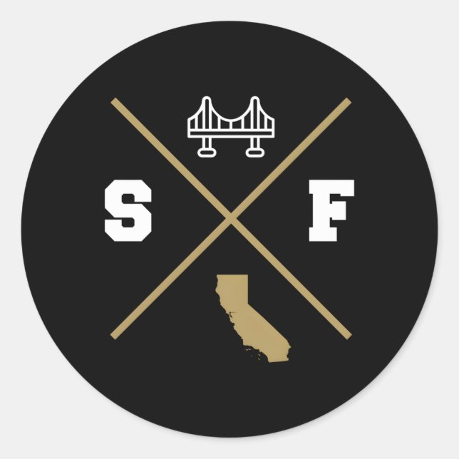 Sf San Francisco California Kontur Runder Aufkleber (Vorderseite)
