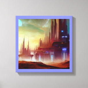 SF-Stadt auf einem seltsamen Planeten 1 Leinwanddruck