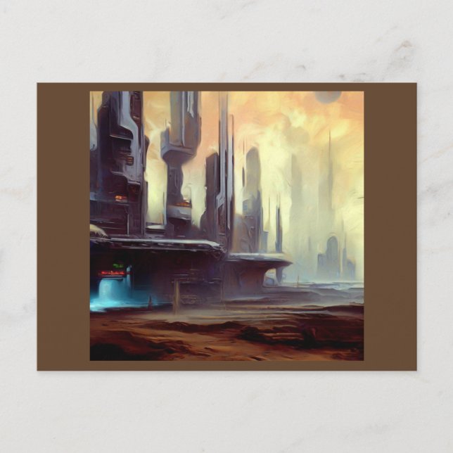 SF-Stadt auf einem seltsamen Planeten 2 Postkarte (Vorderseite)