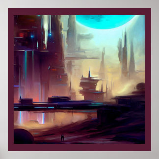 SF-Stadt auf einem seltsamen Planeten 3 Poster