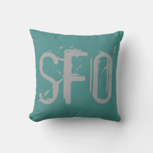 SFO Airport Grunge Typografie Kissen