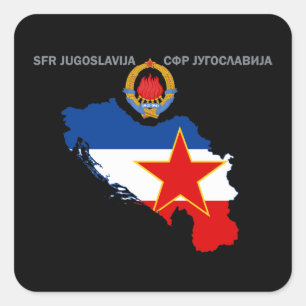 SFR Jugoslawien - Karte - Emblem - Flagge Aufklebe Quadratischer Aufkleber