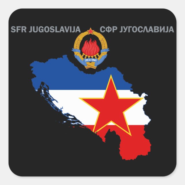 SFR Yougoslavie - carte - emblème - autocollant de (Devant)