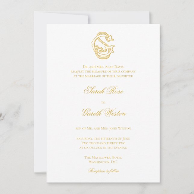 SG Monogram oder GS Monogram Wedding Einladungen (Vorderseite)